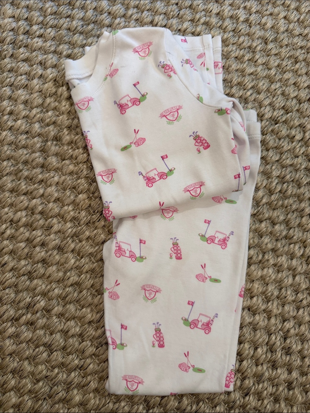 Kissy Kissy Pink & Green Golf Print Kids Pajama Set